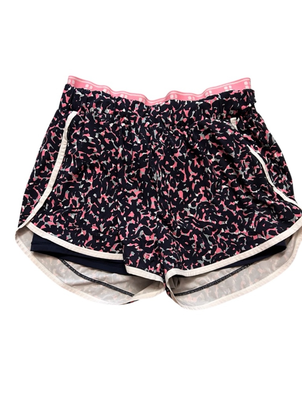 Sweaty Betty Navy & Pink Abstract Print Run Shorts